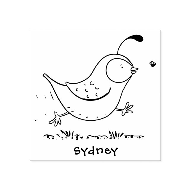 Carimbo De Borracha Simulação de desenho animado da codorniz californi (Impressão)