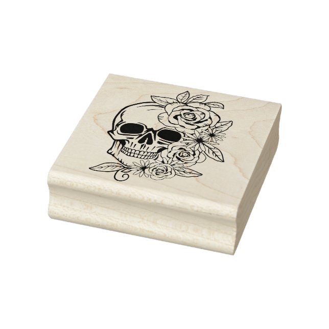 Carimbo De Borracha Skull Floral Art (Carimbo)