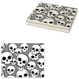 Carimbo De Borracha Skull Pattern Wood Art Stamp