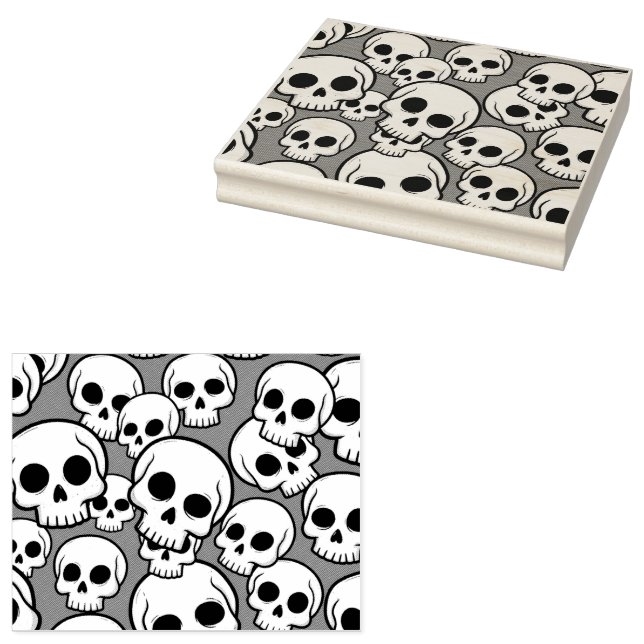 Carimbo De Borracha Skull Pattern Wood Art Stamp (Carimbado)