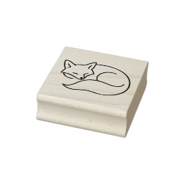 Carimbo De Borracha Sleeping Fox Line Art – Minimal Animal Ilustration