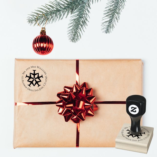 Carimbo De Borracha Snowflake Avião Endereço de Regresso de Natal (Criador carregado)