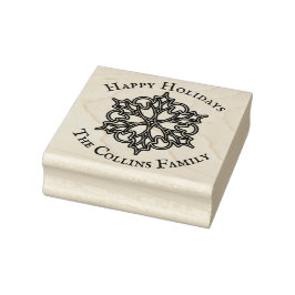 Carimbo De Borracha Snowflake Holly Holiday Mensagem e Nome