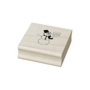 Carimbo De Borracha Snowman Wood Art Stamp