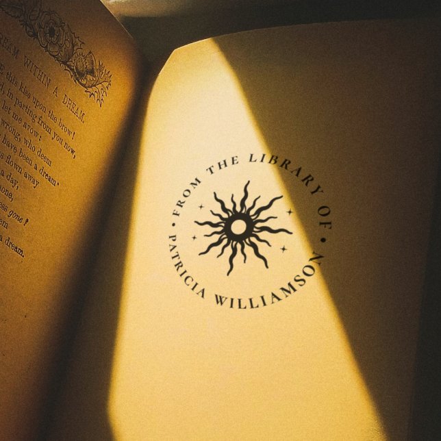 Carimbo De Borracha Sol Antigo Da Biblioteca Do Nome Ex-Libris (Stamp Mock-up)