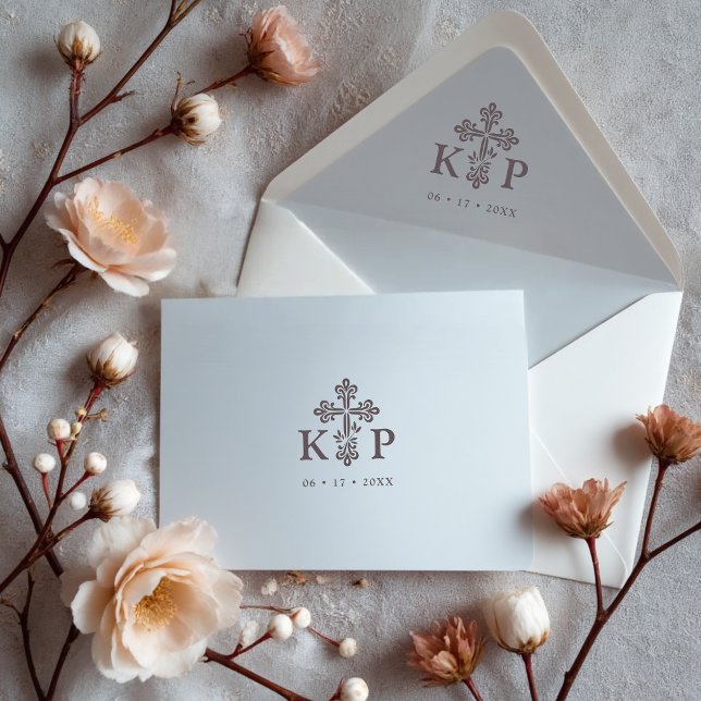 Carimbo De Borracha Sophisticated Faith Cross Wedding Initials (Sophisticated Faith Christian Cross Wedding Initials Rubber Stamps. )