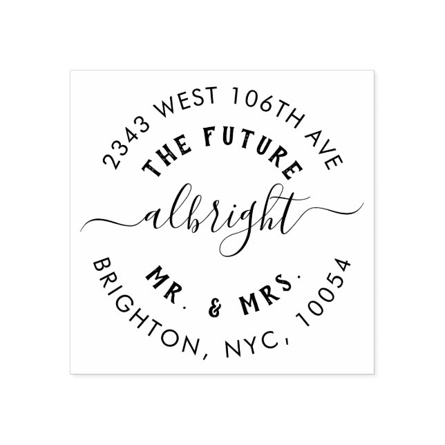 Carimbo De Borracha Sr. e Sra. Casamento Endereço de Devolução de Anún (Impressão)