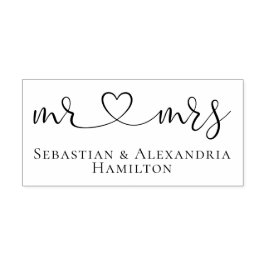 Carimbo De Borracha Sr. e Sra. Elegant Scroll Heart Text