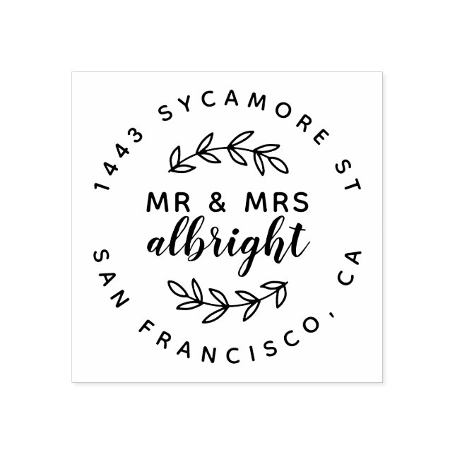 Carimbo De Borracha Sr. & Sra. Rustic Casada Endereço de Devolução de  (Impressão)