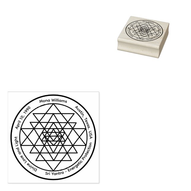 Carimbo De Borracha Sri Yantra – Customizable Protection Talisman (Carimbado)