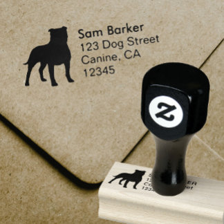 Carimbo De Borracha Staffordshire Bull Terrier Dog Endereço para devol
