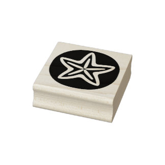 Carimbo De Borracha Starfish in Black Circle