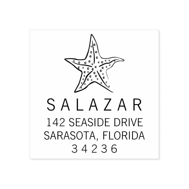 Carimbo De Borracha Starfish Style Beach House Endereço de devolução (Impressão)
