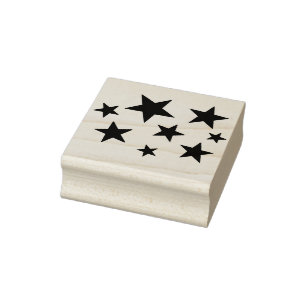 Carimbo De Borracha Stars Wood Art Stamp