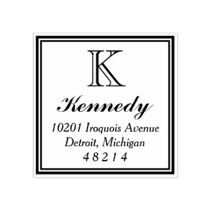 Carimbo De Borracha State Square   Endereço de devolução do monograma