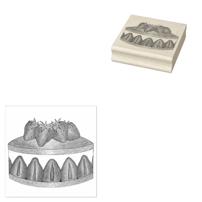 Carimbo De Borracha Strawberry Fraisier Cake (pastelaria) (Carimbado)