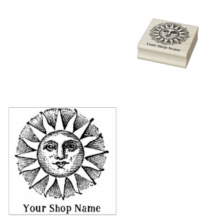 Carimbo De Borracha Sun Burst Rustic Personalizado Pequena Empresa
