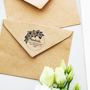 Carimbo De Borracha Sunflower Arch Name & Address