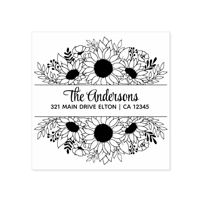 Carimbo De Borracha Sunflower Dividem Tema do Monograma (Impressão)