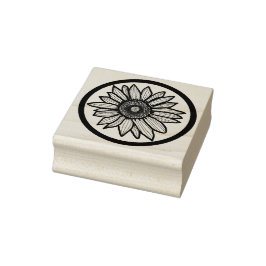 Carimbo De Borracha Sunflower Wood Art Stamp