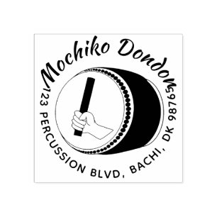 Carimbo De Borracha Tambor de Taiko Oferece Endereço de Retorno Carimb