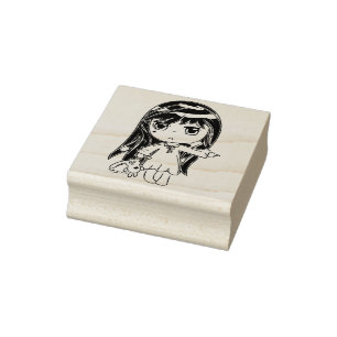 Carimbo De Borracha Tampão chibi pequena rapariga