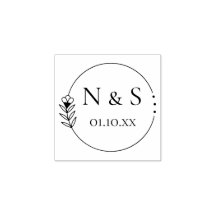 Tampons Encreurs Fleur Botanique, Mariage, Initial