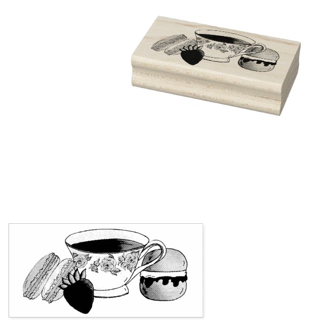 Carimbo De Borracha Tarde, Teacup Cream Scone Do Tea Party (Carimbado)