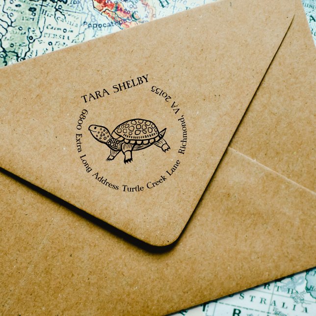 Carimbo De Borracha Tartaruga Personalizada Extra Longa Endereço de De (Criador carregado)