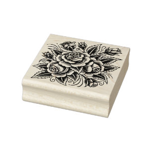 Carimbo De Borracha Tatuagem Rosa Rosa vermelha Flor Arte