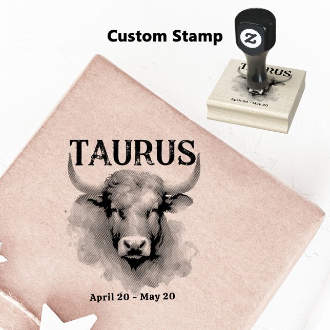 Carimbo De Borracha Taurus Bull Astrologia Zodiac - Sinal Personalizad (Coordinate Your Taurus Zodiac-Themed Party with Extras Like This Customizable Stamp!)