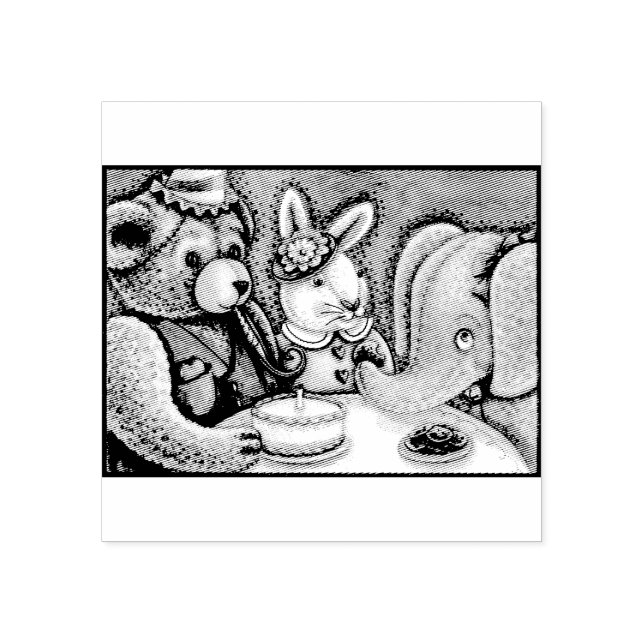 CARIMBO DE BORRACHA TEDDY BEAR, BUNNY & ELEPHANT PARTITY RUBBLE (Impressão)