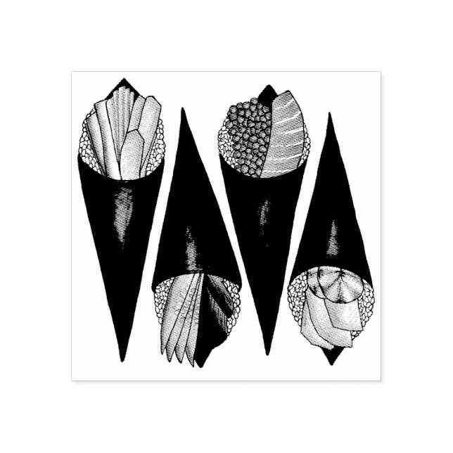 Carimbo De Borracha Temaki Sushi Mão Roll Roll Rolls Japonês Comida Cu (Impressão)