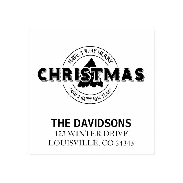 Carimbo De Borracha Tenha Um Monograma De Natal Muito Feliz (Impressão)