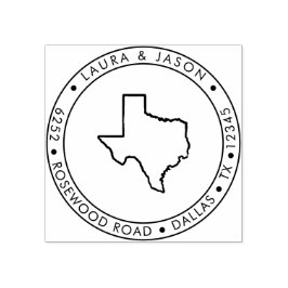 Carimbo De Borracha Texas State Map Return Address Wood