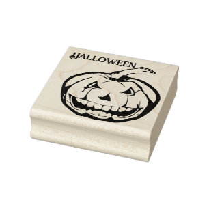Carimbo De Borracha Texto de Edição de Pumpkin Assustado do Halloween