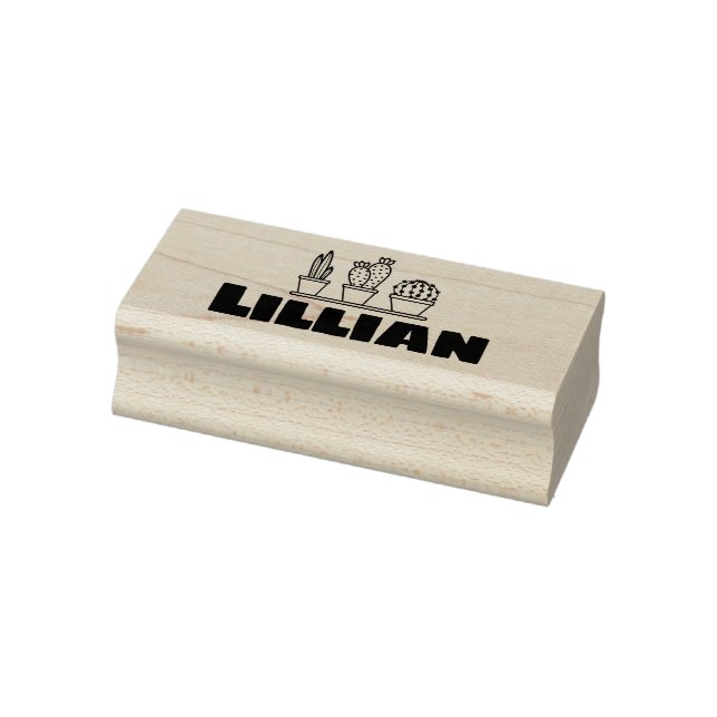 Carimbo De Borracha Texto de Nome Personalizado do Cactus Gráfico Sucu (Carimbo)