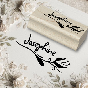 Carimbo De Borracha Texto do Nome Personalizado de Desenho Floral da F