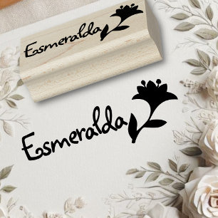 Carimbo De Borracha Texto do Símbolo de Flor de Tulipas de Cubo