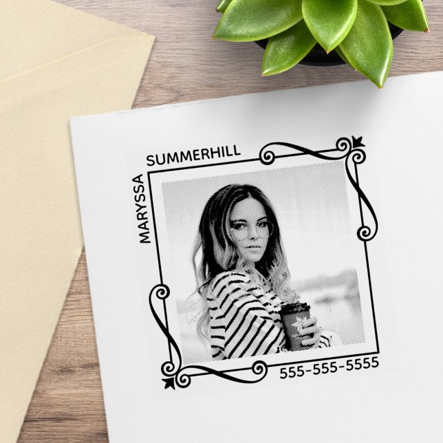 Carimbo De Borracha Texto Personalizado de Fotografia de Quadro Quadra (Criador carregado)