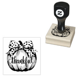 Carimbo De Borracha Thankful Pumpkin with Polka Dot Bow 