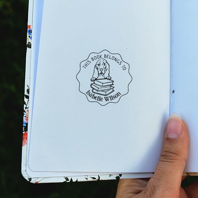Carimbo De Borracha This Book Belongs To, Cute Basset (Criador carregado)