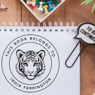 Carimbo De Borracha Tigre De Bebê Personalizado Este Livro Pertence Ao