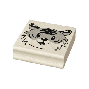 Carimbo De Borracha Tigre de Cartoon Sorridente