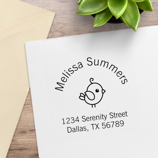 Carimbo De Borracha Tiny Cartoon Bird Arch Address (Criador carregado)
