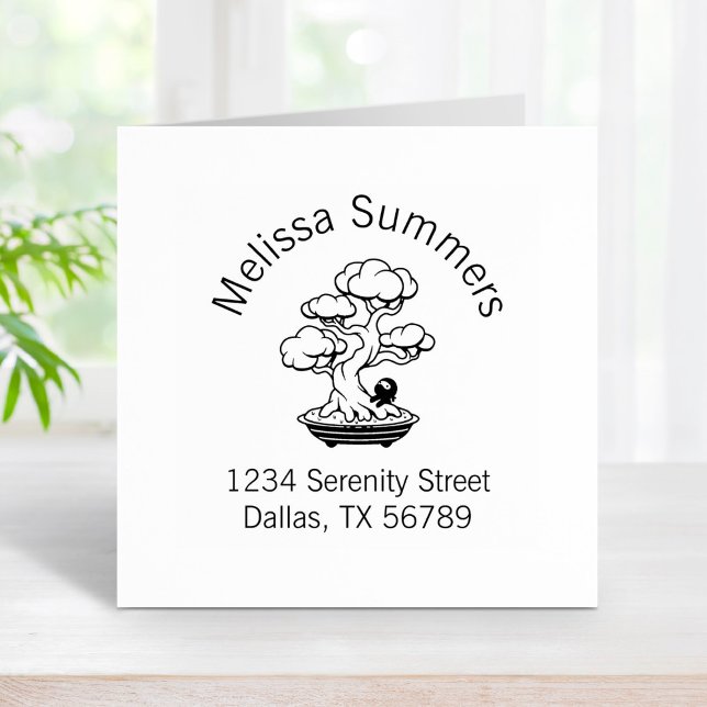 Carimbo De Borracha Tiny Ninja e Bonsai Tree Address (Criador carregado)