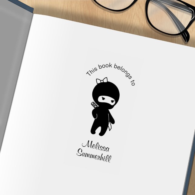 Carimbo De Borracha Tiny Ninja Girl Bookplate (Criador carregado)