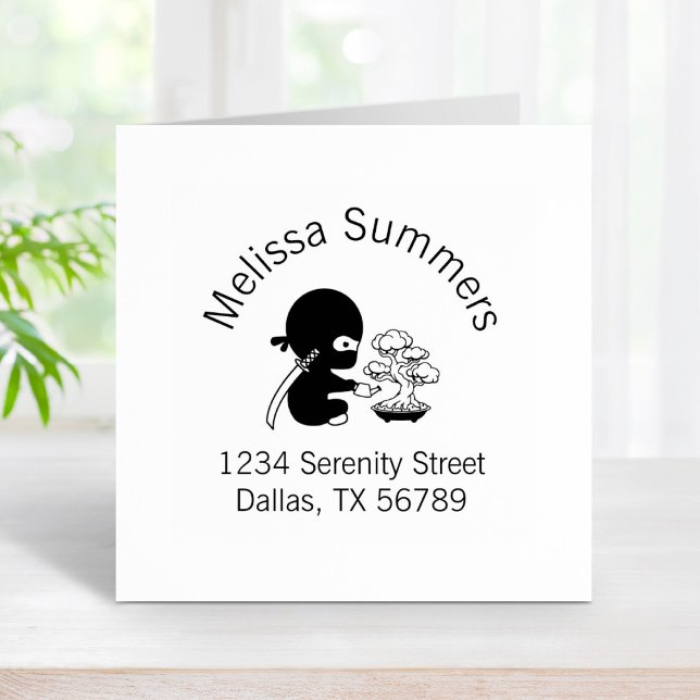 Carimbo De Borracha Tiny Ninja Watering Bonsai Tree Arch Address (Criador carregado)