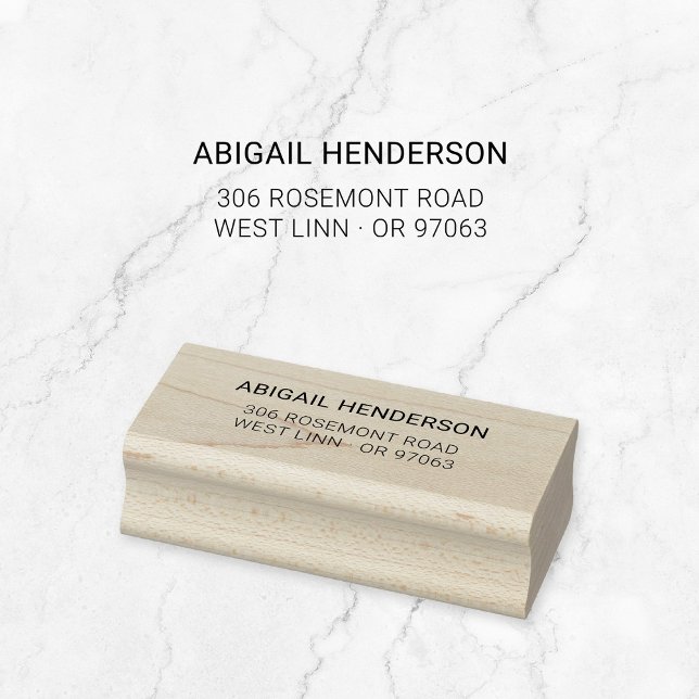 Carimbo De Borracha Tipografia Mínima Moderna Simples 10 | Madeira (Modern minimal typography wooden return address stamp. Create your own!)