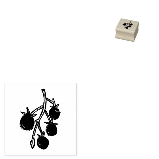 Carimbo De Borracha Tomates De Cereja Jardinagem Rústica Lino-Corte (Carimbado)